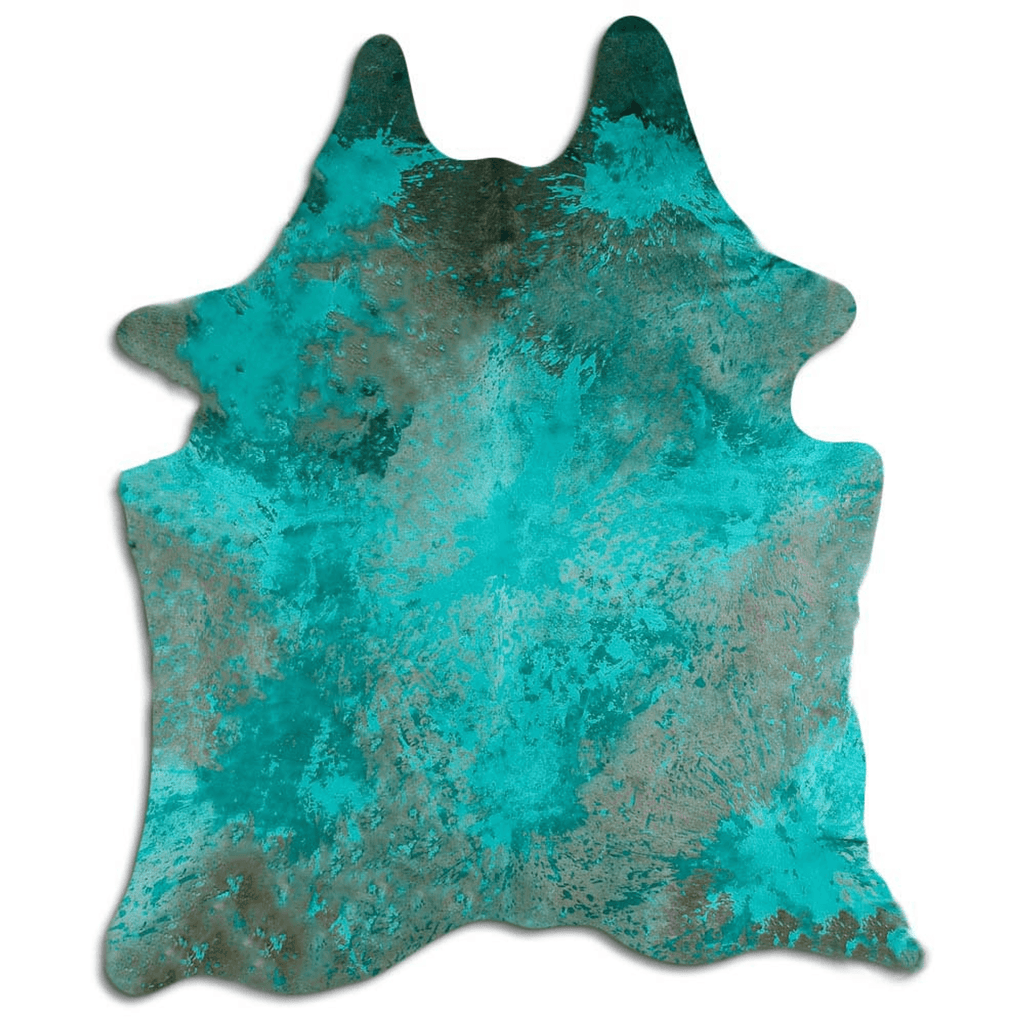 Distressed Emerald Green Acid Washed Cowhide Area Rug Lootquake LLC