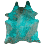 Distressed Emerald Green Acid Washed Cowhide Area Rug Lootquake LLC