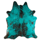 Distressed Emerald Green Acid Washed Cowhide Area Rug Lootquake LLC