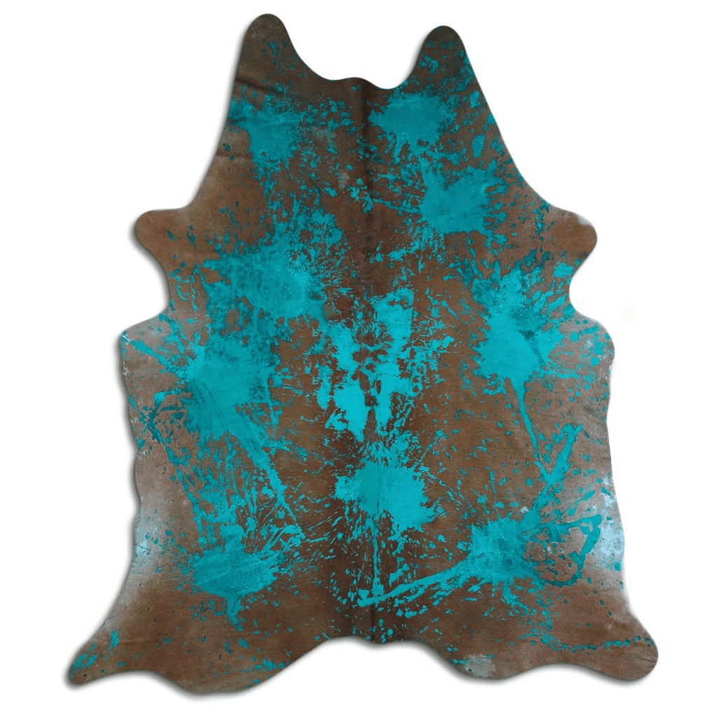Distressed Emerald Green Acid Washed Cowhide Area Rug Lootquake LLC