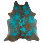 Distressed Emerald Green Acid Washed Cowhide Area Rug Lootquake LLC