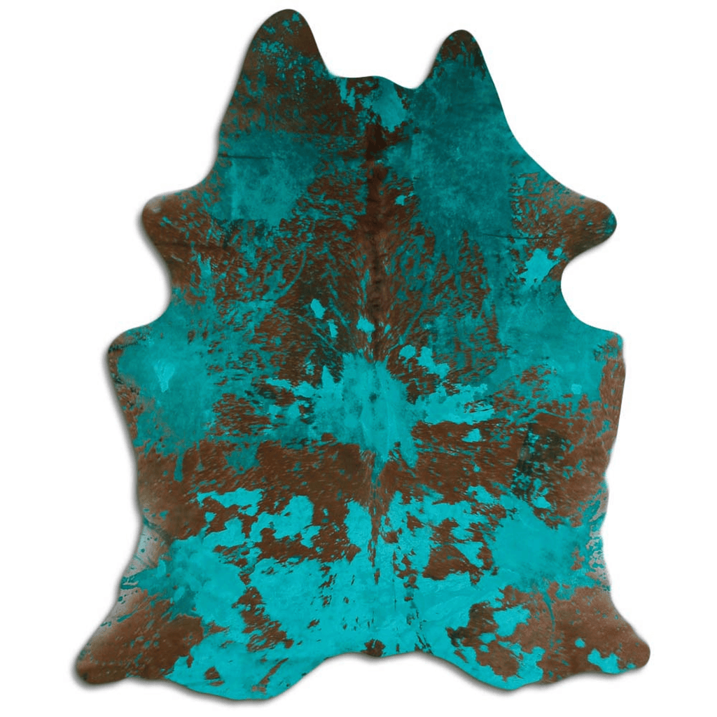 Distressed Emerald Green Acid Washed Cowhide Area Rug Lootquake LLC