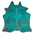 Distressed Emerald Green Acid Washed Cowhide Area Rug Lootquake LLC