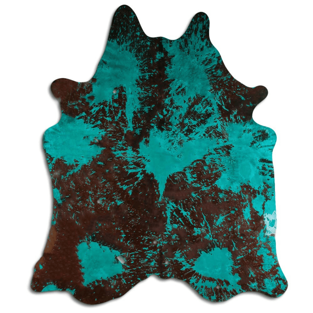 Distressed Emerald Green Acid Washed Cowhide Area Rug Lootquake LLC