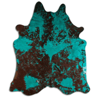 Distressed Emerald Green Acid Washed Cowhide Area Rug Lootquake LLC