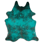 Distressed Emerald Green Acid Washed Cowhide Area Rug Lootquake LLC