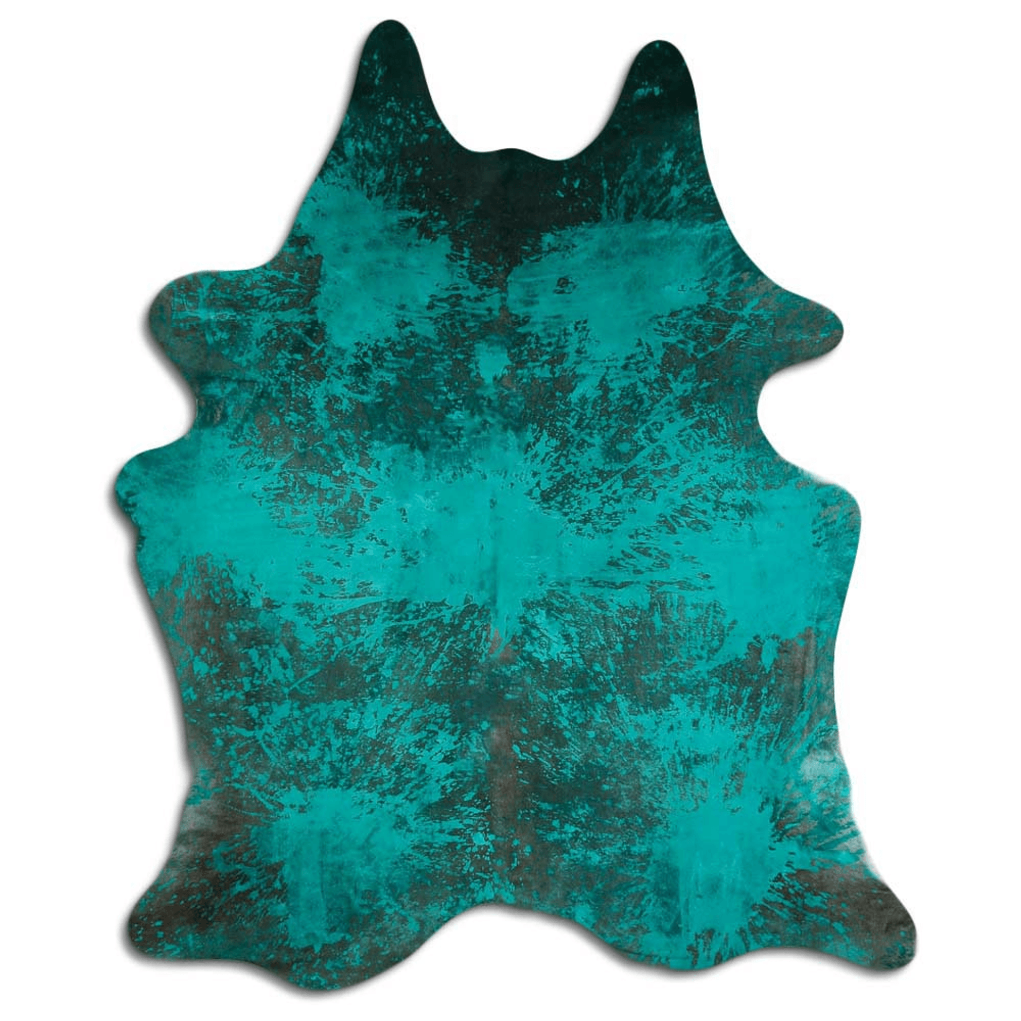 Distressed Emerald Green Acid Washed Cowhide Area Rug Lootquake LLC