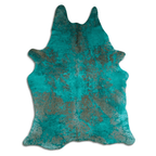 Distressed Emerald Green Acid Washed Cowhide Area Rug Lootquake LLC