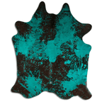 Distressed Emerald Green Acid Washed Cowhide Area Rug Lootquake LLC