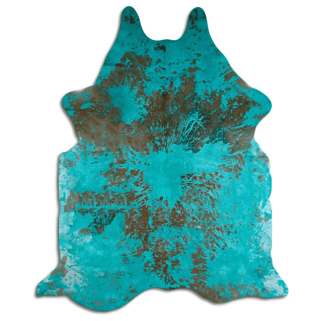 Distressed Emerald Green Acid Washed Cowhide Area Rug Lootquake LLC