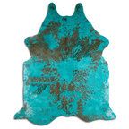 Distressed Emerald Green Acid Washed Cowhide Area Rug Lootquake LLC