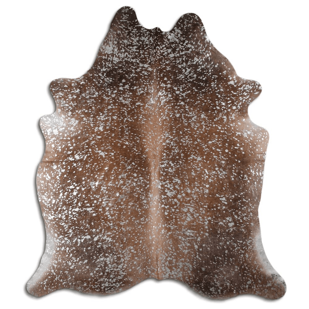 Acid Washed Silver Metallic Cowhide Area Rug In Camel/Brown Lootquake LLC