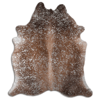 Acid Washed Silver Metallic Cowhide Area Rug In Camel/Brown Lootquake LLC