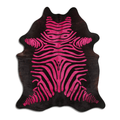 Acid Washed Cowhide Area Rug In Distressed Zebra Pink On Black Lootquake LLC
