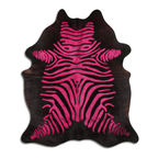 Acid Washed Cowhide Area Rug In Distressed Zebra Pink On Black Lootquake LLC
