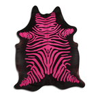 Acid Washed Cowhide Area Rug In Distressed Zebra Pink On Black Lootquake LLC