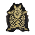 Acid Washed Distressed Zebra Cowhide Area Rug In Yellow And Black Lootquake LLC