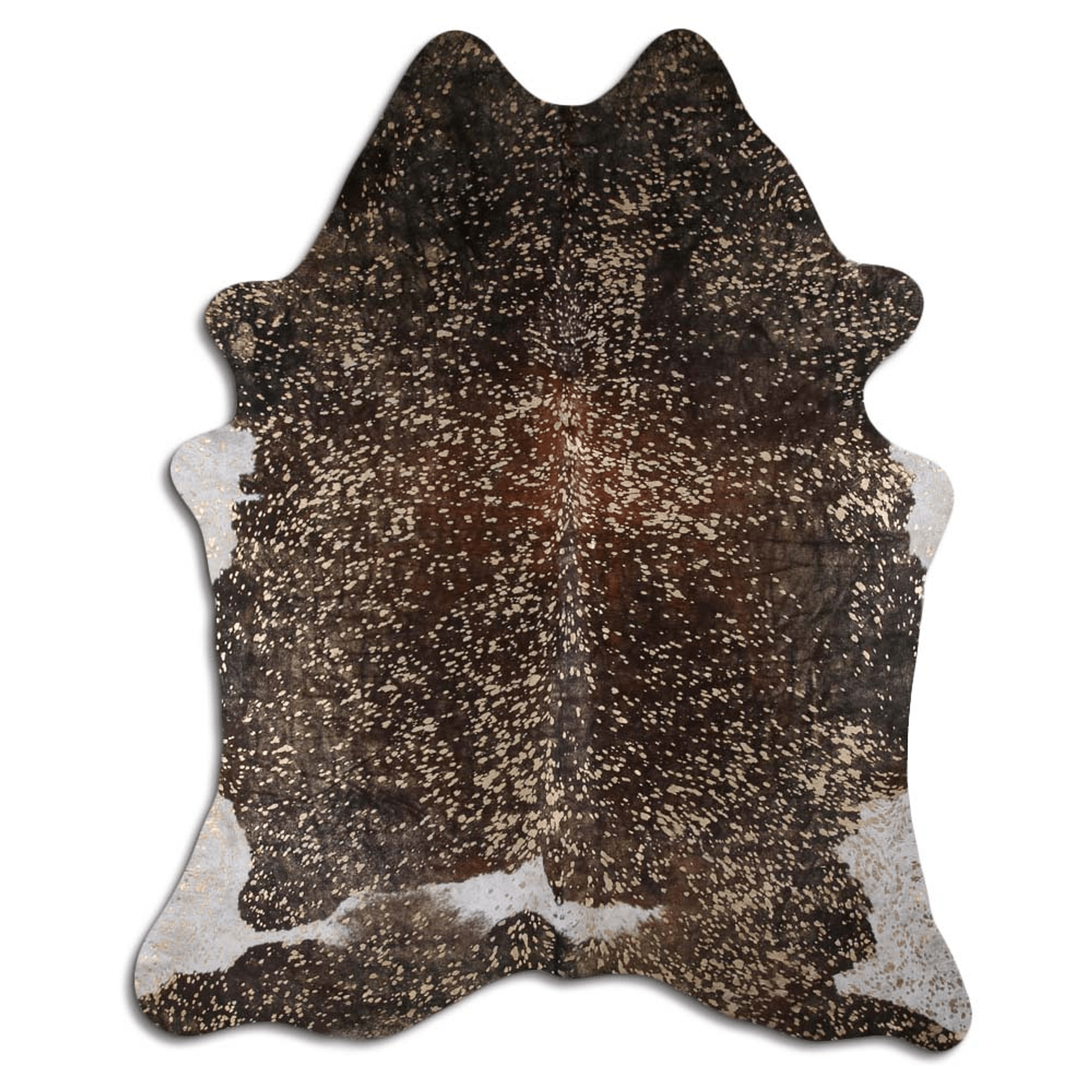 Acid Washed Gold Metallic Cowhide Area Rug In Brown And White Lootquake LLC