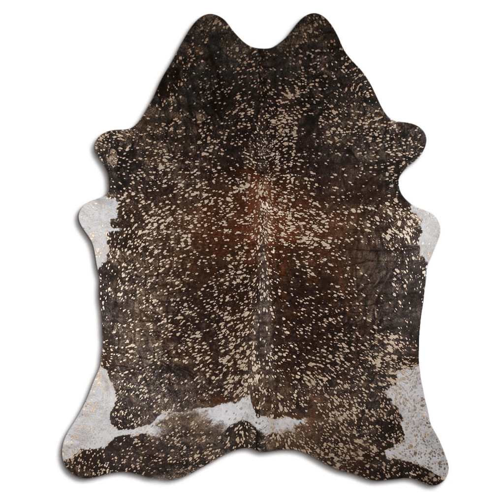 Acid Washed Gold Metallic Cowhide Area Rug In Brown And White Lootquake LLC
