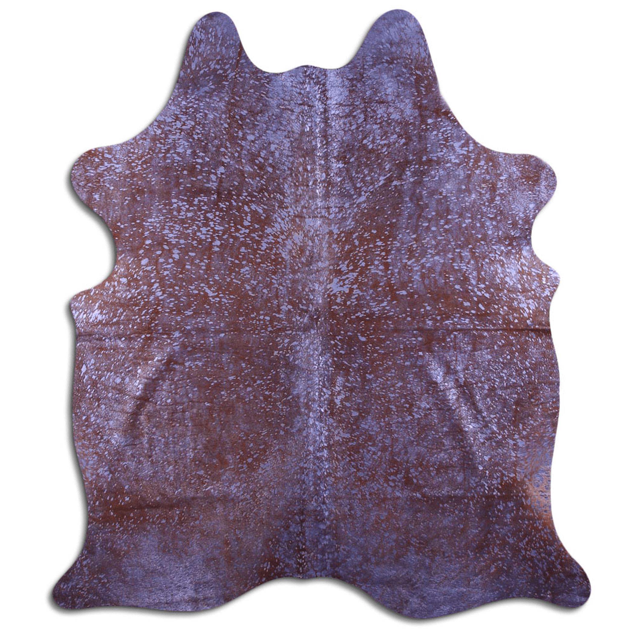 Acid Washed Cowhide Rug In Purple Metallic On Brown Lootquake LLC