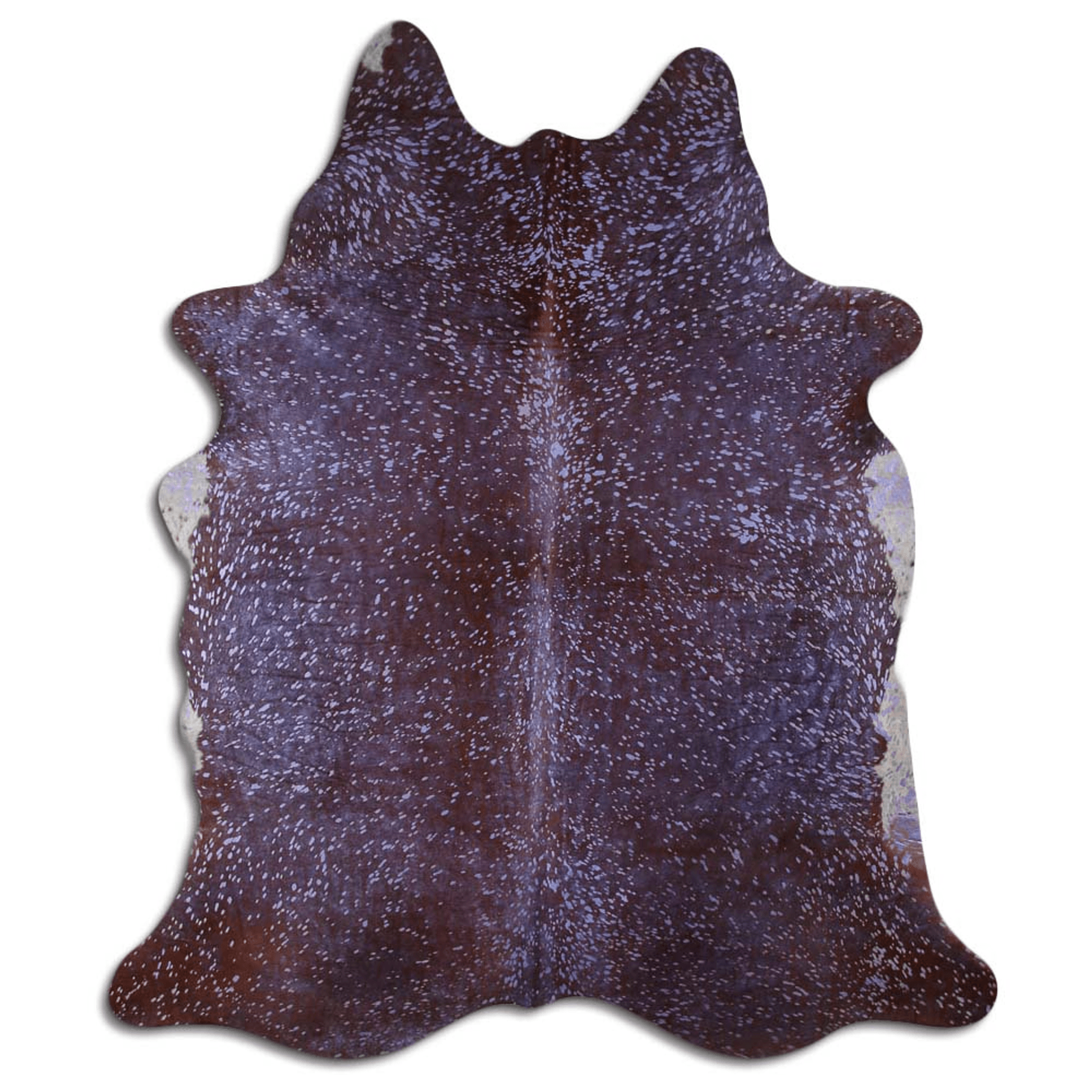 Acid Washed Cowhide Rug In Purple Metallic On Brown Lootquake LLC