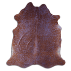 Acid Washed Cowhide Rug In Purple Metallic On Brown Lootquake LLC