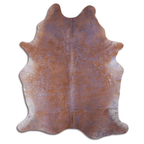 Acid Washed Cowhide Rug In Purple Metallic On Brown Lootquake LLC