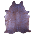 Acid Washed Cowhide Rug In Purple Metallic On Brown Lootquake LLC