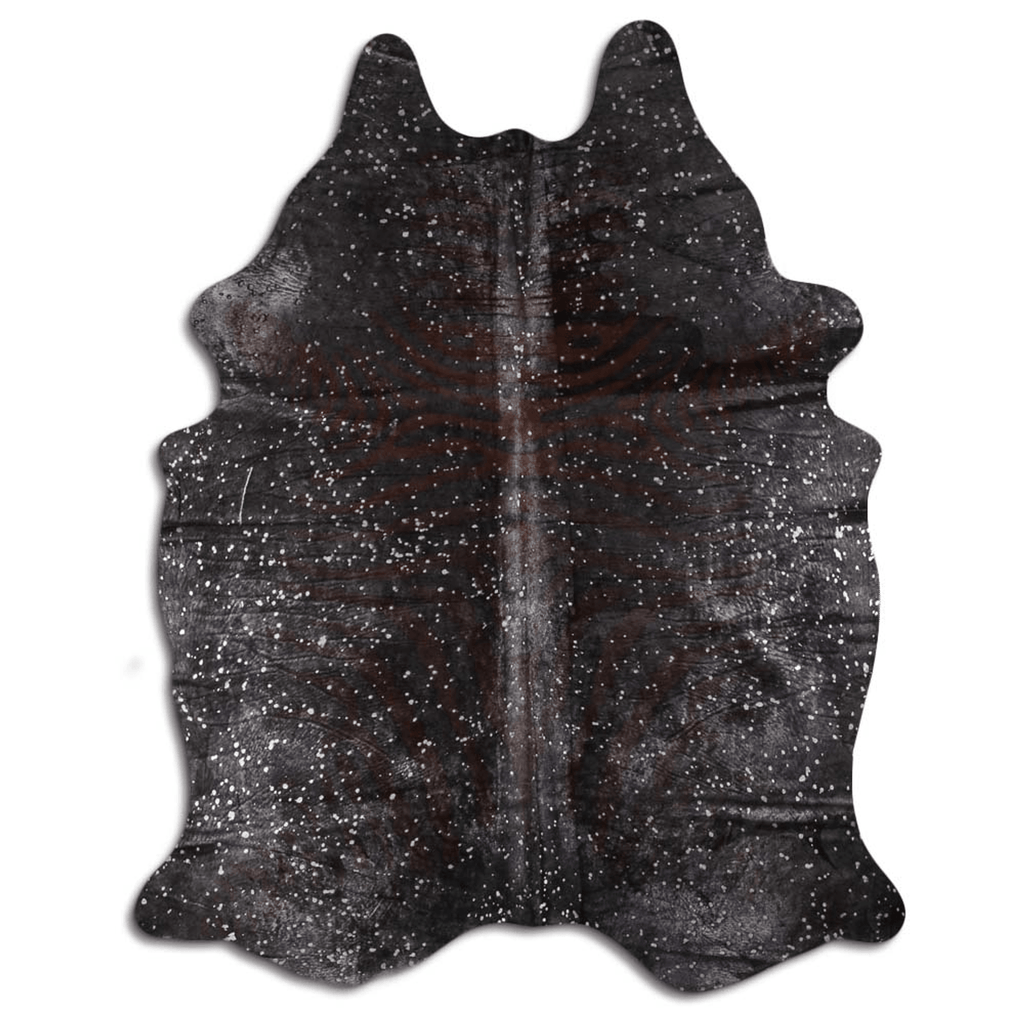 Acid Washed Cowhide Area Rug In Zebra Print With Silver Metallic Accents Lootquake LLC