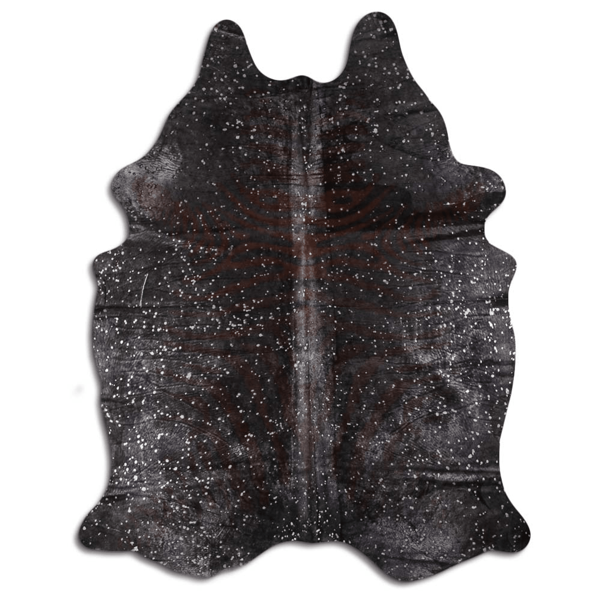 Acid Washed Cowhide Area Rug In Zebra Print With Silver Metallic Accents Lootquake LLC