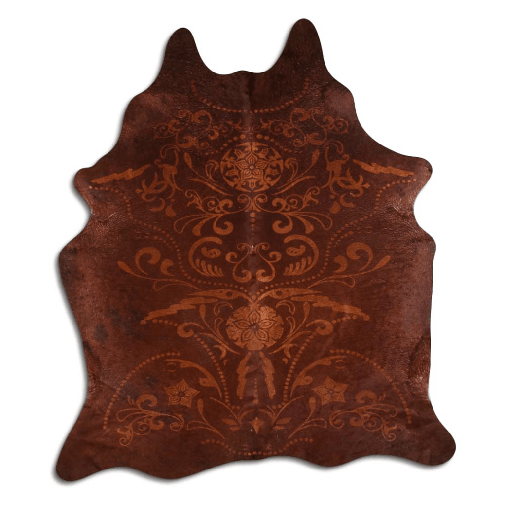 Baroque Beige On Brown Cowhide Area Rug Lootquake LLC
