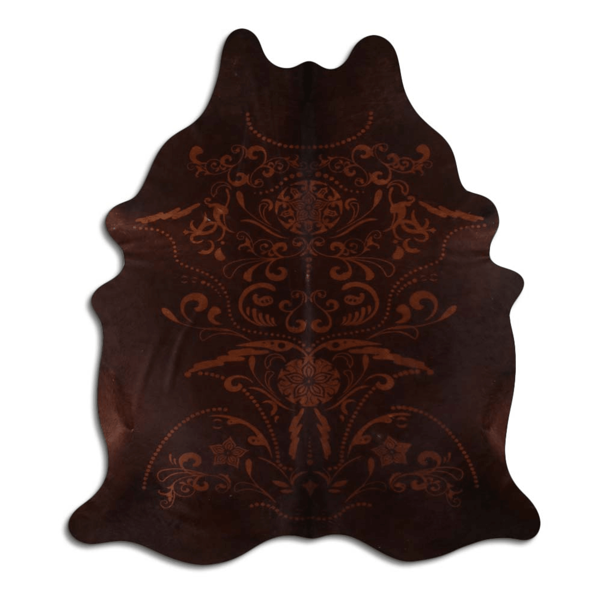 Baroque Beige On Brown Cowhide Area Rug Lootquake LLC