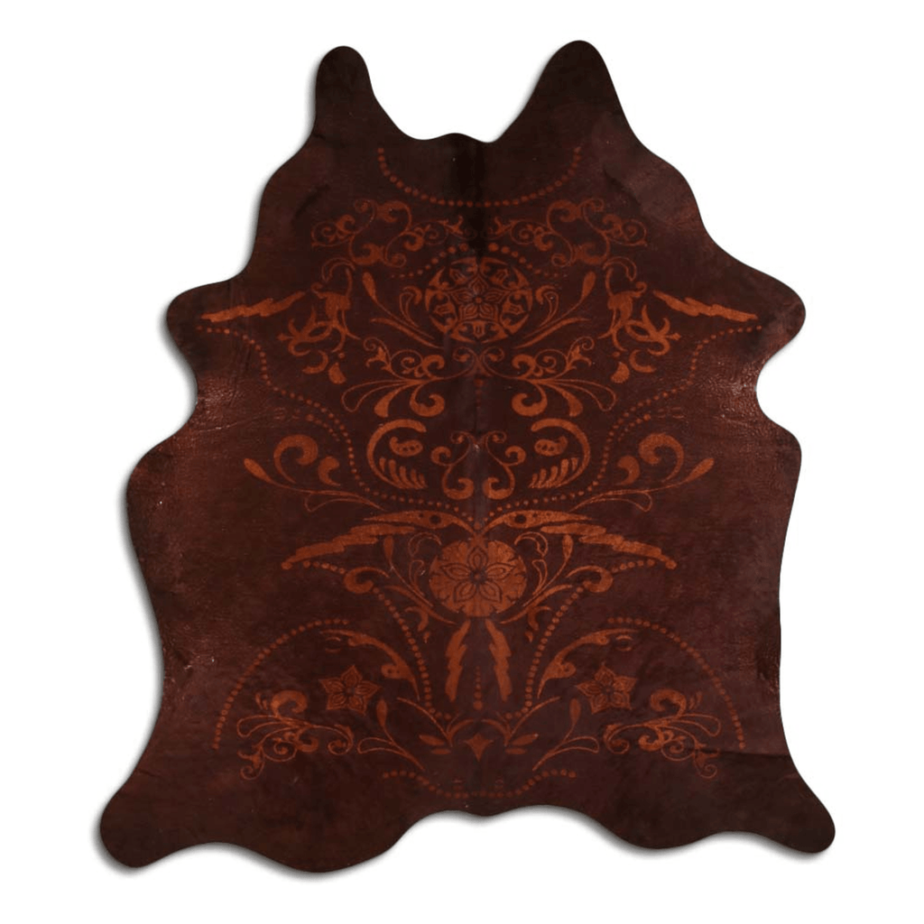 Baroque Beige On Brown Cowhide Area Rug Lootquake LLC