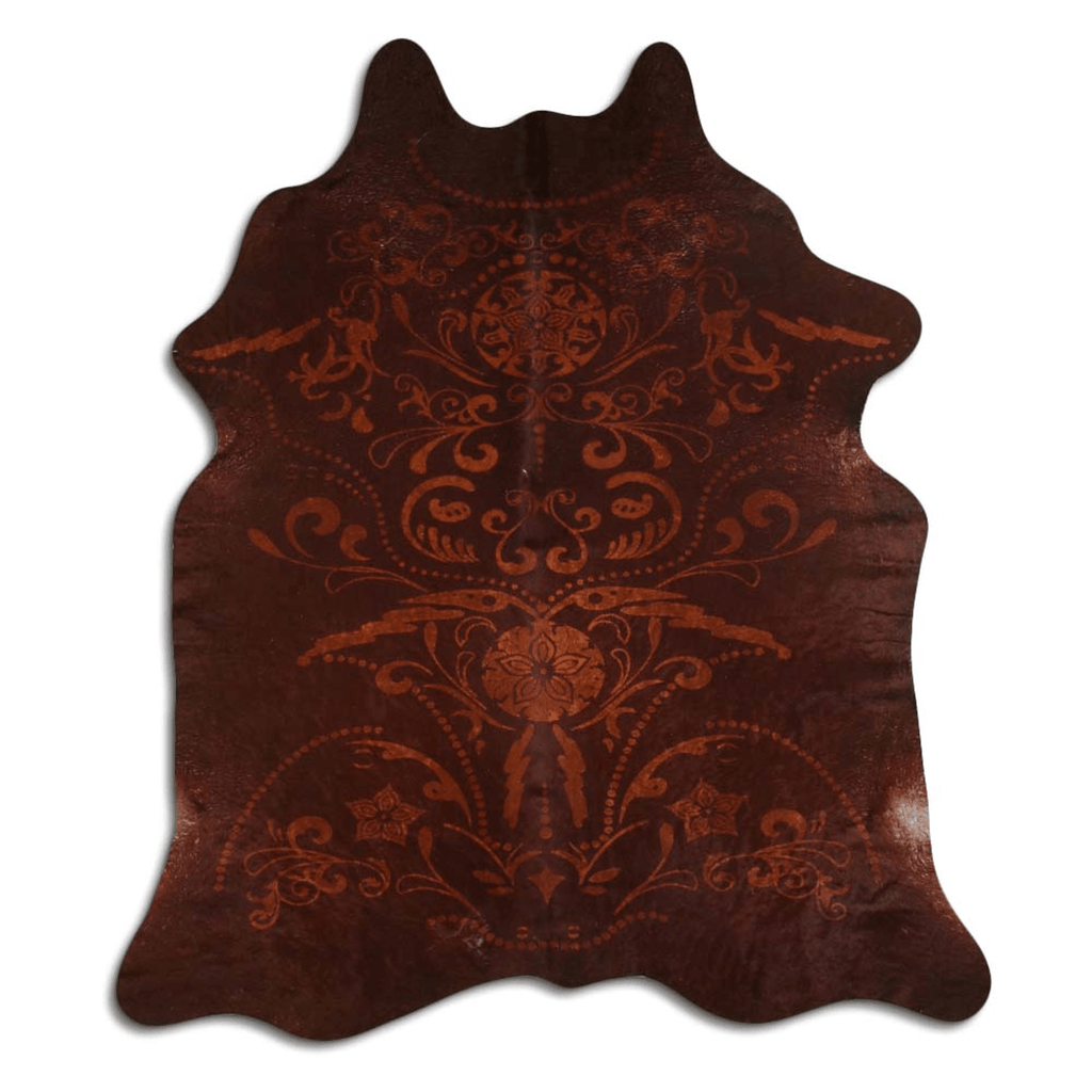 Baroque Beige On Brown Cowhide Area Rug Lootquake LLC