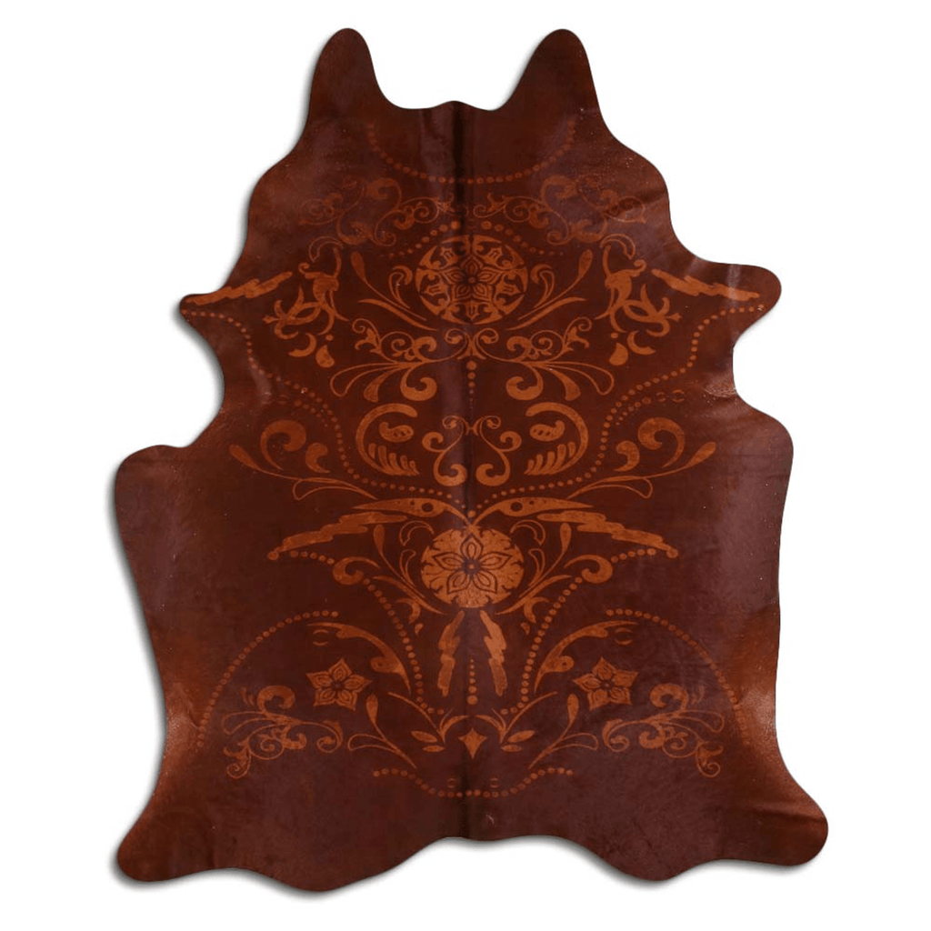 Baroque Beige On Brown Cowhide Area Rug Lootquake LLC