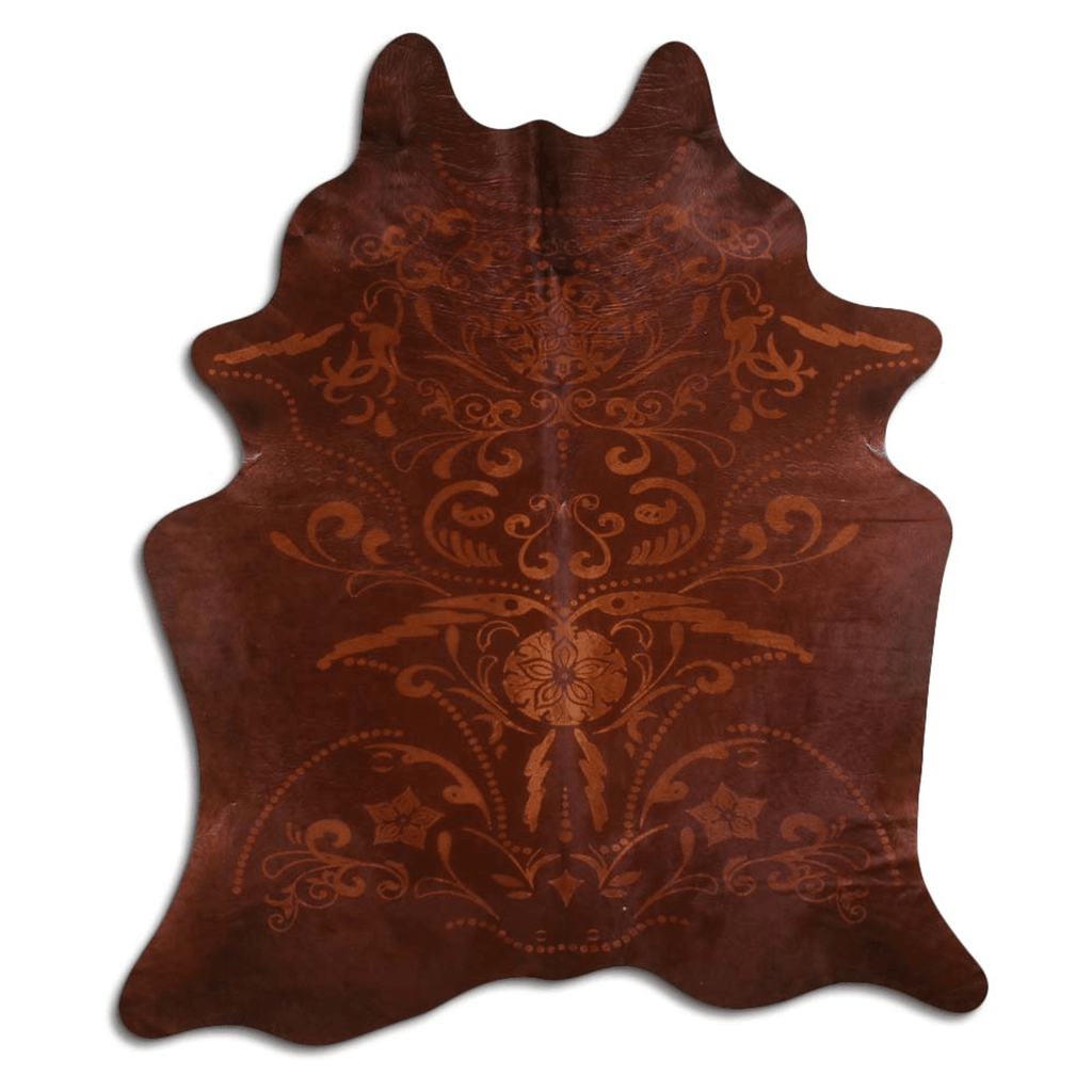 Baroque Beige On Brown Cowhide Area Rug Lootquake LLC