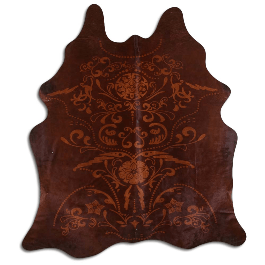 Baroque Beige On Brown Cowhide Area Rug Lootquake LLC