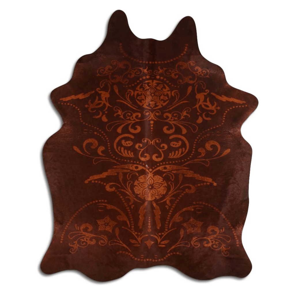 Baroque Beige On Brown Cowhide Area Rug Lootquake LLC