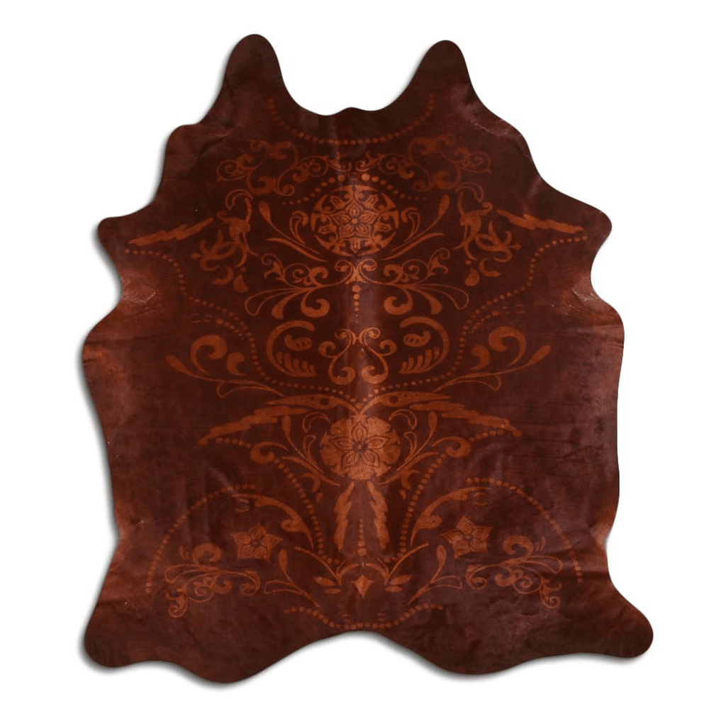 Baroque Beige On Brown Cowhide Area Rug Lootquake LLC