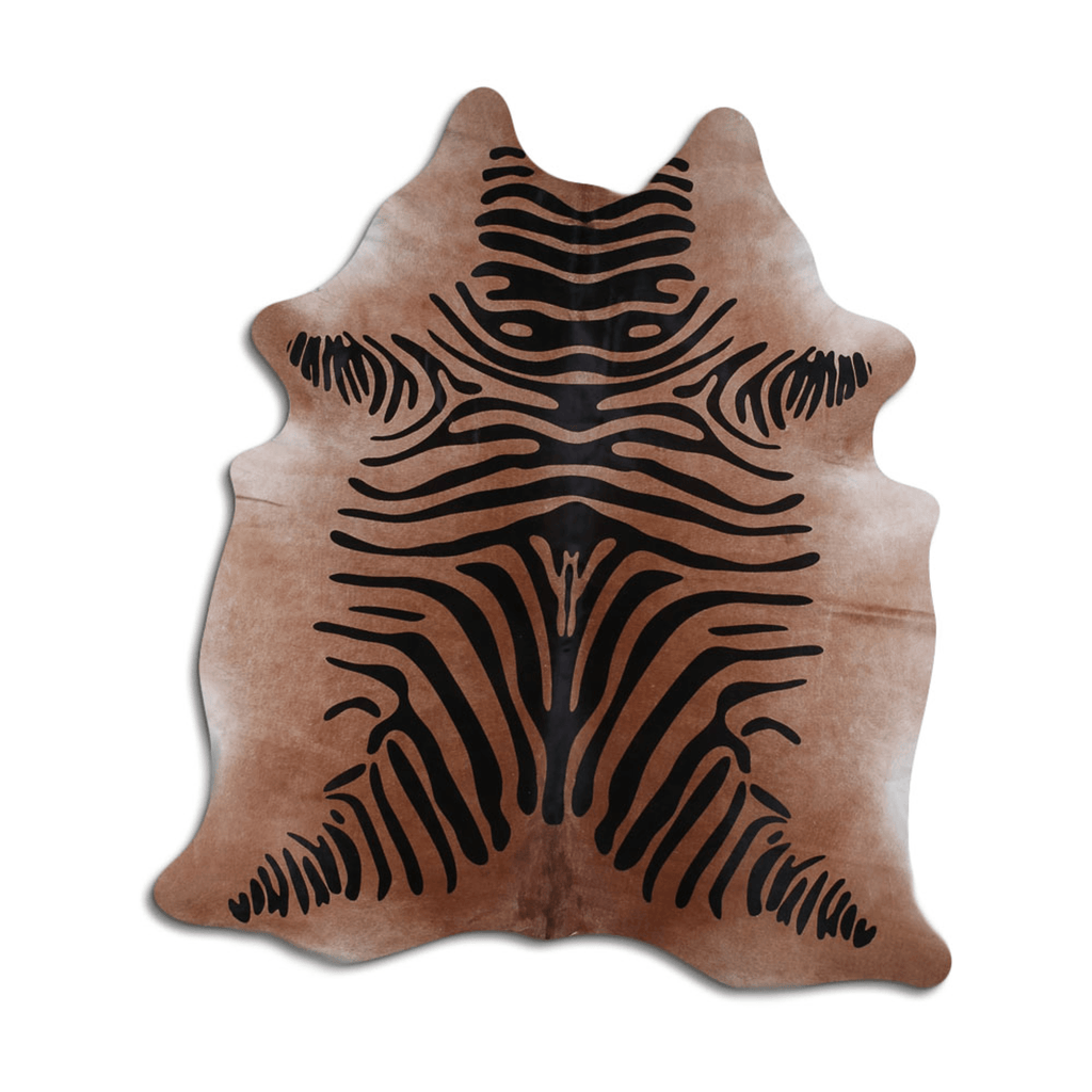 Zebra Printed Cowhide Area Rug - Natural Elegance In Camel Lootquake LLC