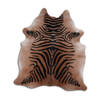 Zebra Printed Cowhide Area Rug - Natural Elegance In Camel Lootquake LLC