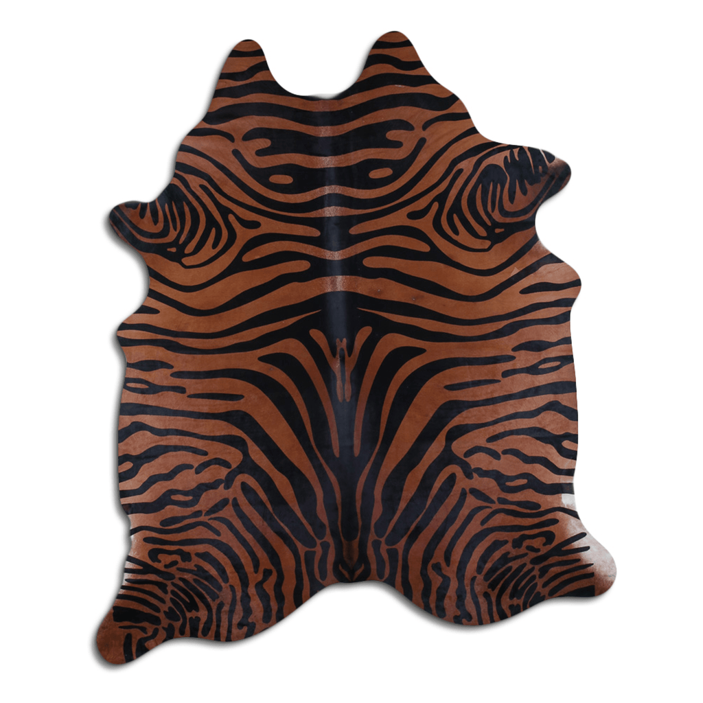 Zebra Printed Cowhide Area Rug - Natural Elegance In Camel Lootquake LLC