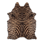 Brown Zebra Cowhide Area Rug On Beige Lootquake LLC