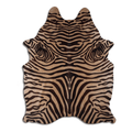 Brown Zebra Cowhide Area Rug On Beige Lootquake LLC