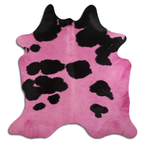 Dyed Fuchsia Cowhide Area Rug On Black And White Lootquake LLC