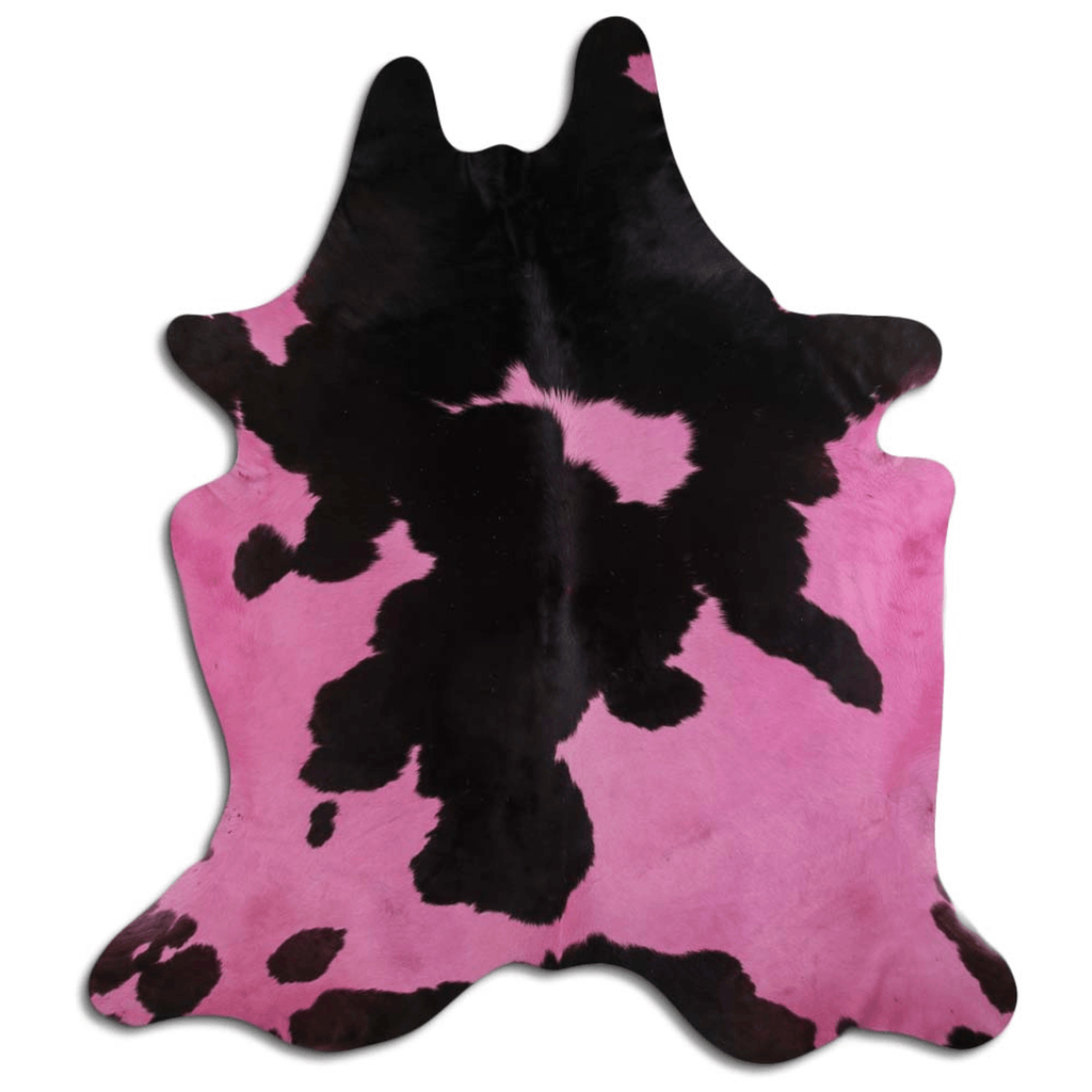Dyed Fuchsia Cowhide Area Rug On Black And White Lootquake LLC