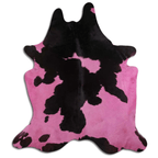 Dyed Fuchsia Cowhide Area Rug On Black And White Lootquake LLC