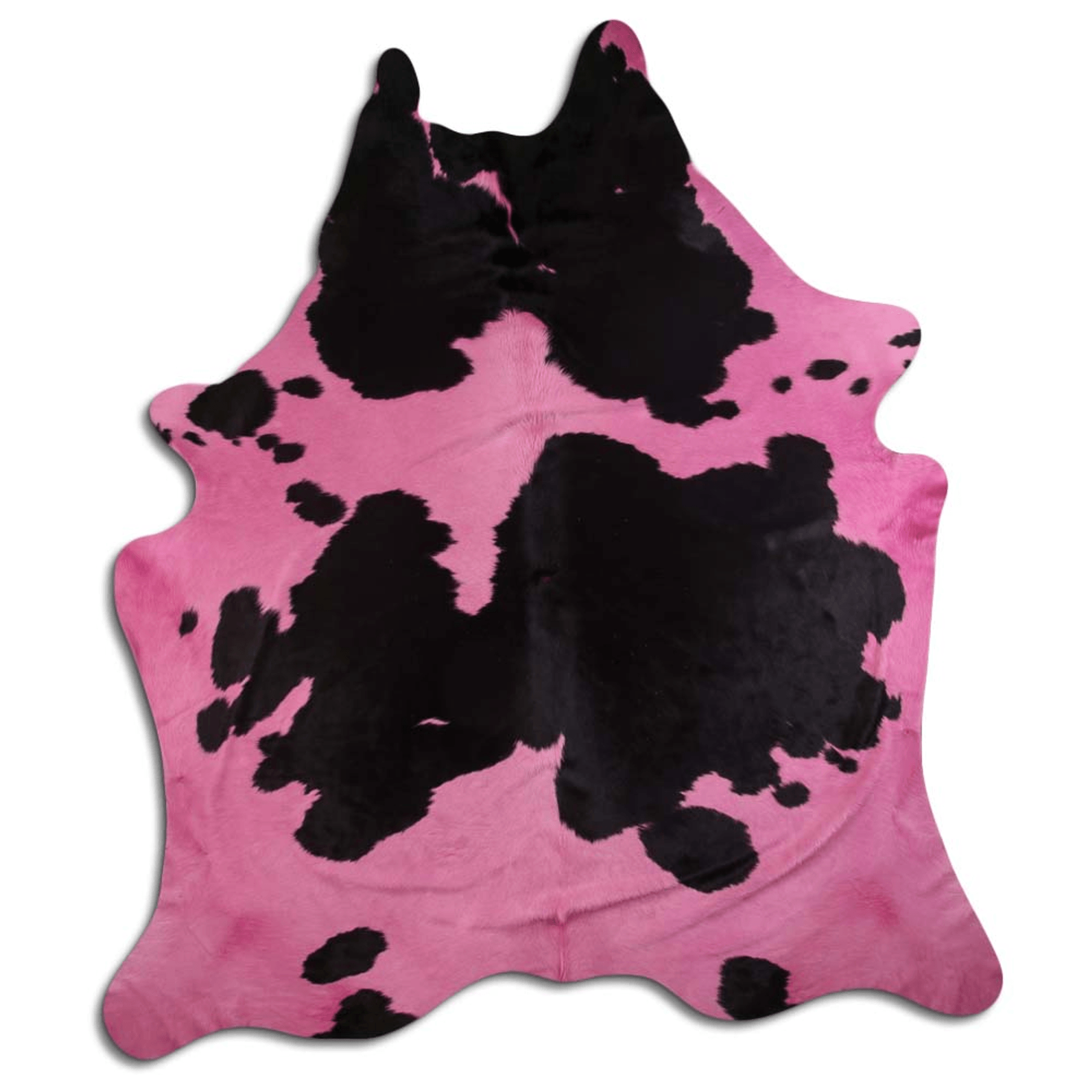 Dyed Fuchsia Cowhide Area Rug On Black And White Lootquake LLC