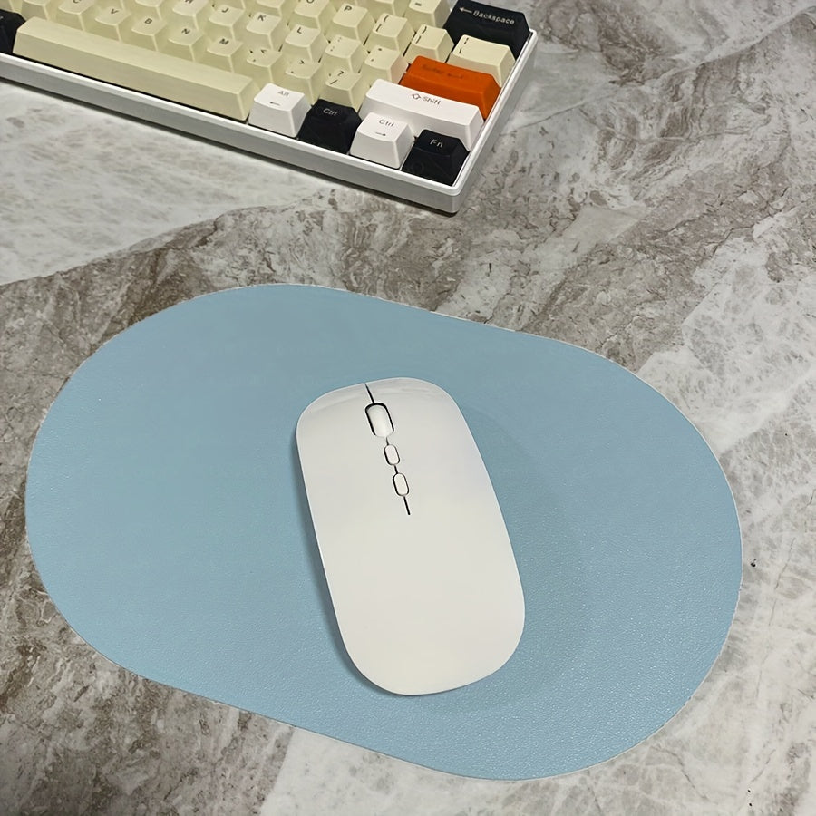 [Small Solid Color Mouse Pad] Oval Small Mouse Pad Single-sided Solid Color Universal Non-slip Pad Mouse Pad Suitable For Laptop Office Faux Leather Gaming Mouse Pad Lootquake LLC