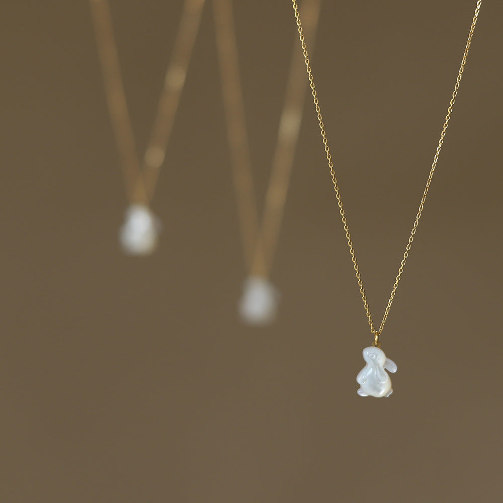 White Shell Rabbit Collar Electroplated 18K Gold Necklace Pi-Mart